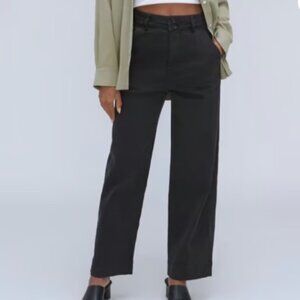 Everlane sz 16 The Organic Wide-Leg 2.0 Crop Pant Black Trousers High Rise